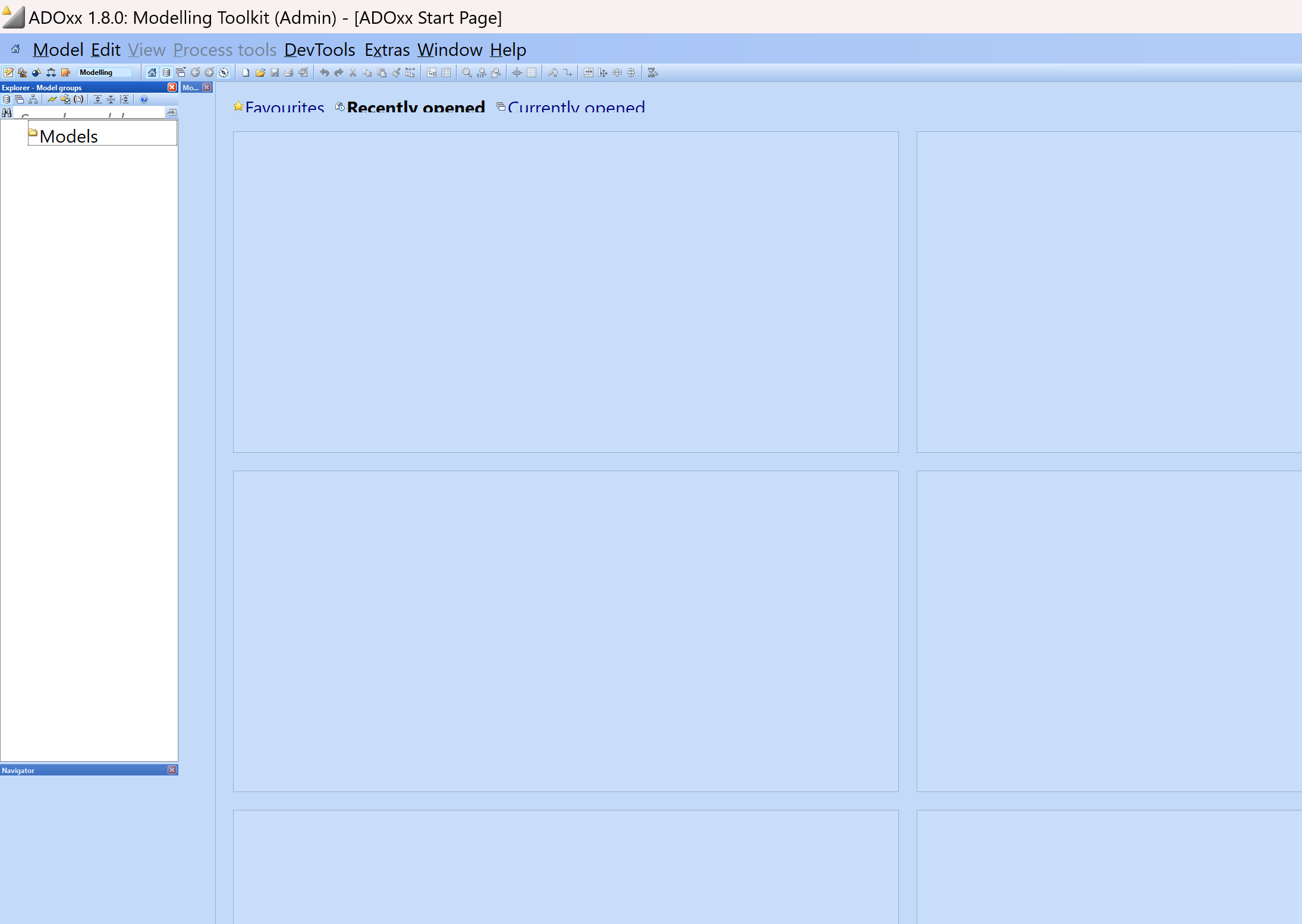 Modelling Toolkit with small user interface icons