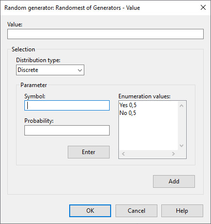 Example dialog for editing a distribution